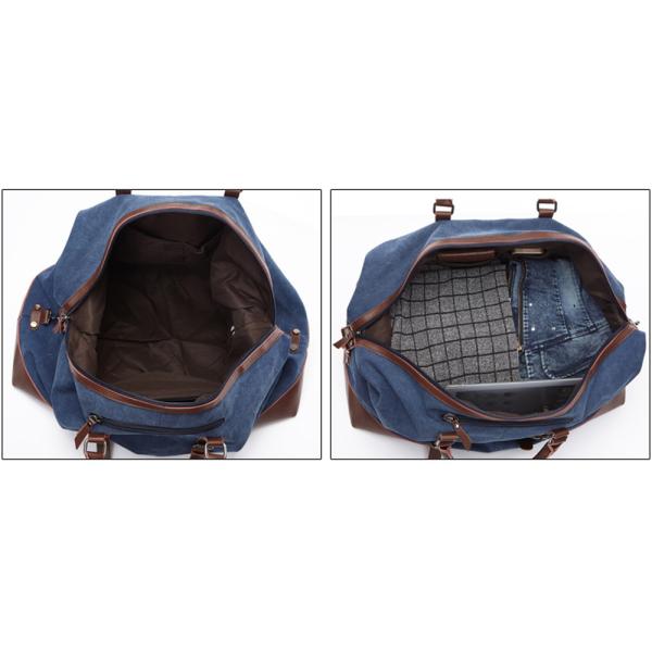 Large Casual Black Waxed Leather Canvas Travel Duffel Bags