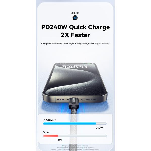 ES-X55 Series Magnetic Absorption Quick Charge Cable USB C To Type C Cable 100W 240W 1m