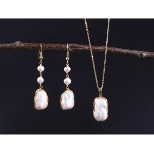 Natural Baroque Pearl necklace Cultured White Baroque Pearl Glass Chain Baroque