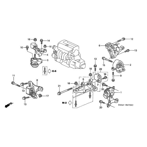Front Right Rubber Engine Mounts Honda Civic CRV 2002-2005 2.0 L 2.4 L OEM# 50840-S7C-000
