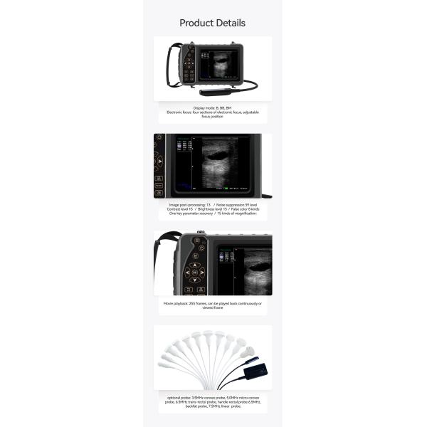 Yonker Portable Ultrasound Machine Ultrasound Machine for Animal/cattle Cow Horse Goat Use Veterinary Instrument