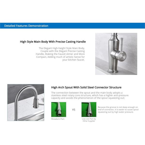 Spot Resist Kitchen Mixer Taps Brushed Nickel Pull Out Kitchen Faucet OEM ODM