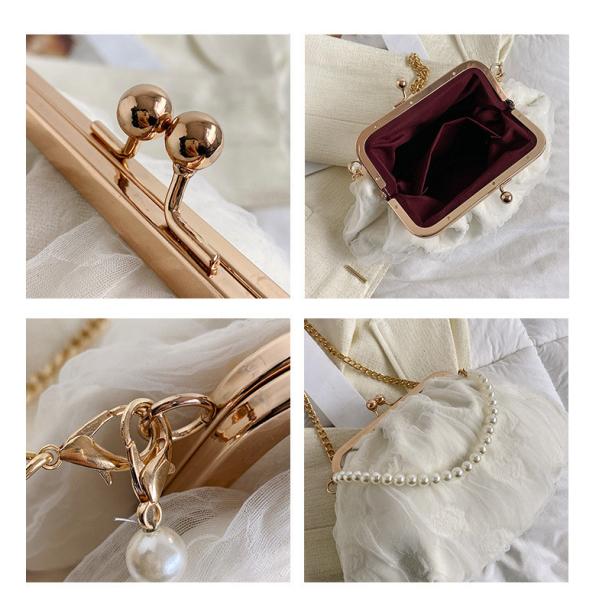 2024 NEW RETRO FAIRY SOLID COLOR SMALL BAG WHITE HAND PEARL BAG WOMEN'S NET YARN INS SIMPLE CROSSBODY BAG