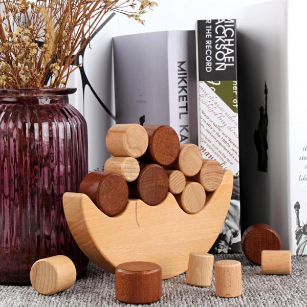 Quality Montessori Moon Small Wooden Building Blocks Target Beech Balance for sale