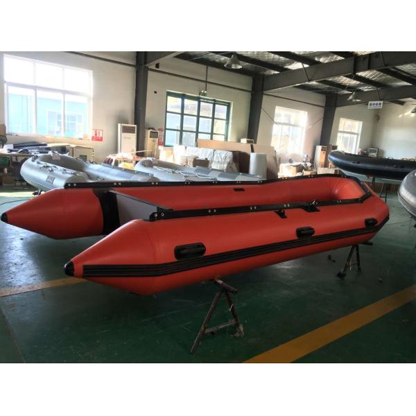 Orange Color Hypalon Foldable Inflatable Boat Aluminum Floor 470cm Length For Rescue