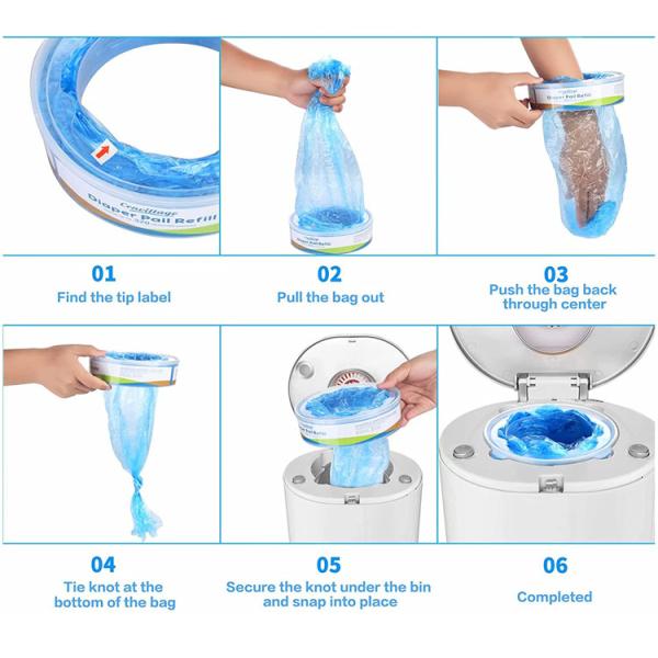 Waterproof Disposable Nappy Sacks , Odm 20mic Nappy Bag Refill