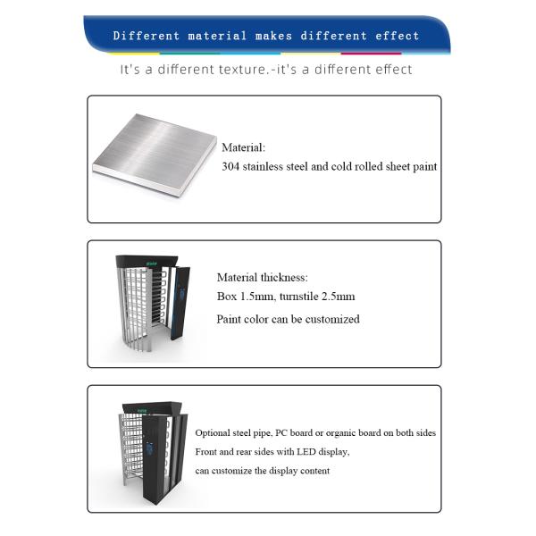 Fingerprint Facial Recognition High Security Turnstile Full Height Outdoor IP62