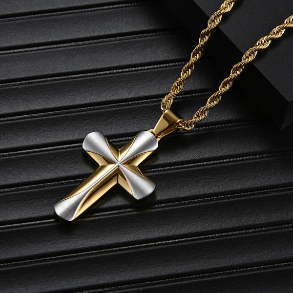 Jewelry Main Material Stainless Steel Bible Prayer Cross Pendant with Chain Necklace for Men Anniversary Occasion