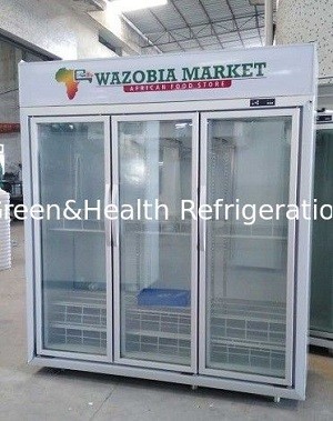 Vertical Glass Door Display Freezer With Dynamic Cooling / Refrigerated Meat Display Showcase