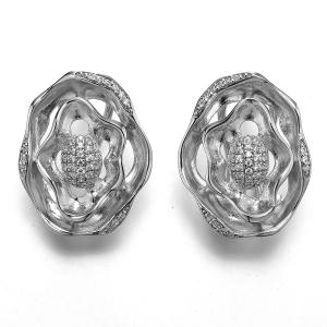 Cheap Gold Earrings Design 925 Silver CZ Earrings Oval Swirl Ear Cuff Earrings wholesale