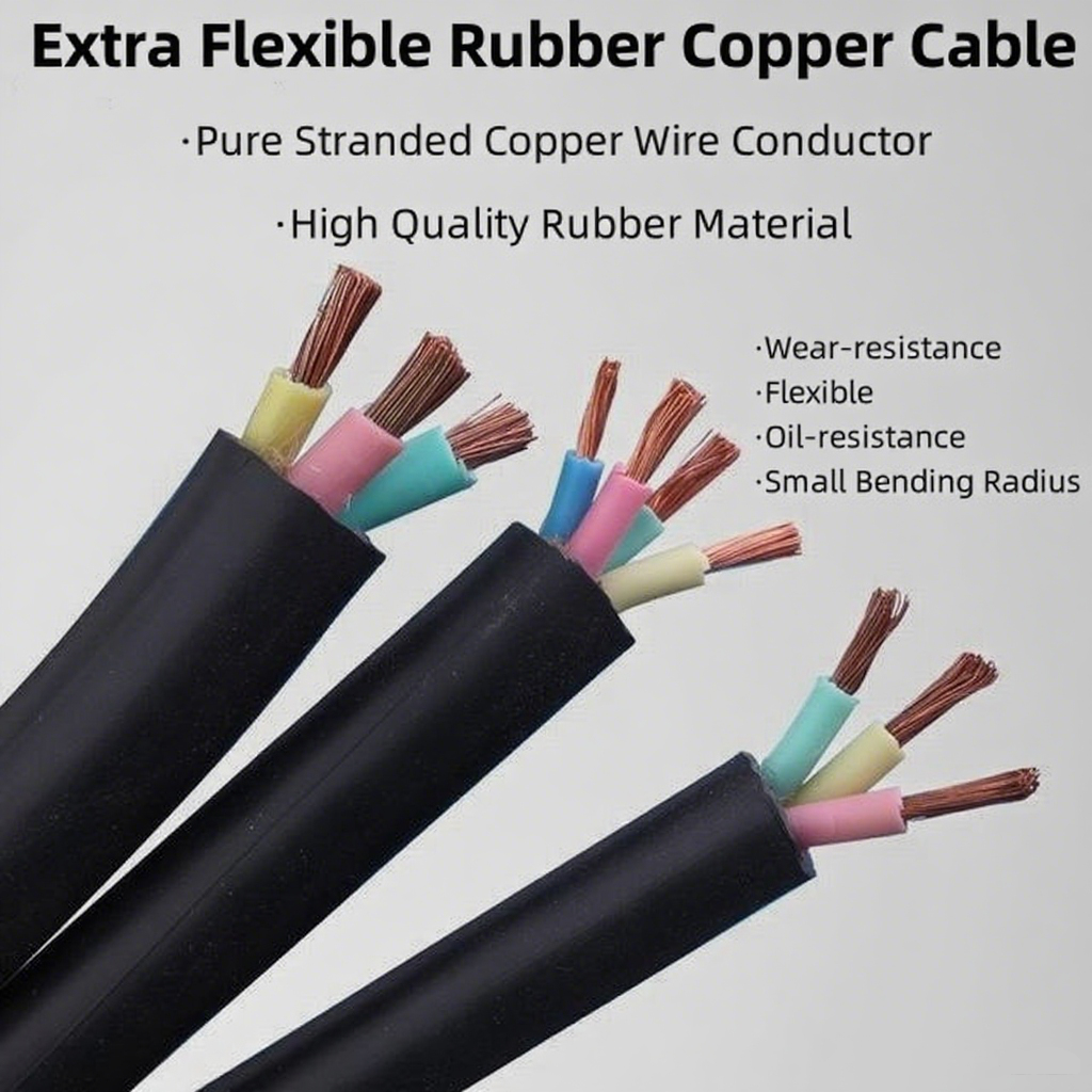 Heavy Duty Rubber Flex Cable Weather Resistant Rubber Jacket Cable