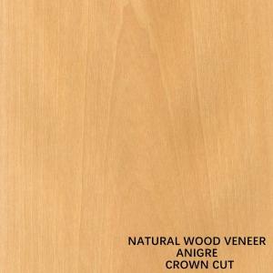 Decoration Natural Anigre Wood Veneer Flat Cut Crown Grain 0.18-0.55 mm Thickness