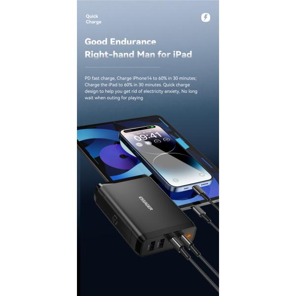 Travel Type C Desktop GaN Phone Charger Quick Charging 100w With Dual USB Ports