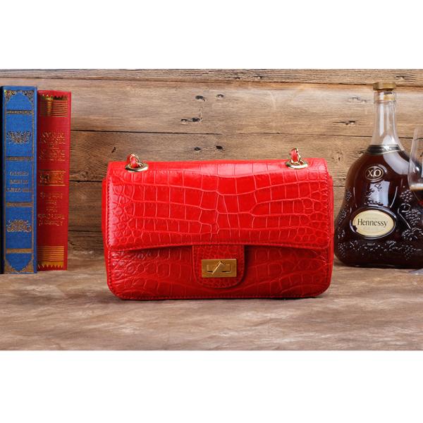 Luxury Genuine Crocodile Belly Skin Gold Hardware Lady Evening Flap Purse Alligator Leather Women Single Shoulder Bag