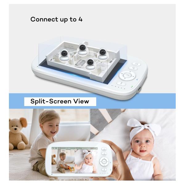 5 Inch HD Baby Monitor with 360° PTZ Camera and Night Vision