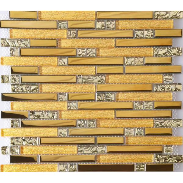 Mixed Plating Goldleaf Glass Mosaic Wall Tile for Hotel Bathroom Interior