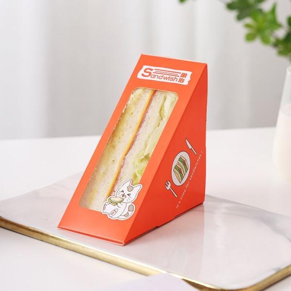 Portable Triangular Cardboard Sandwich Box Packaging Eco Friendly Food Grade