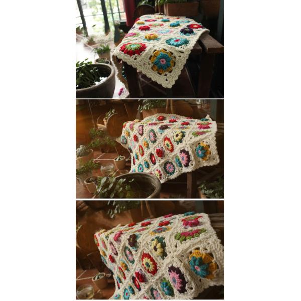 Y-Z 80*60 Vintage Retro Boho Crochet Afghan Granny Flower Decorative comfort Throw Blankets for Home Decor