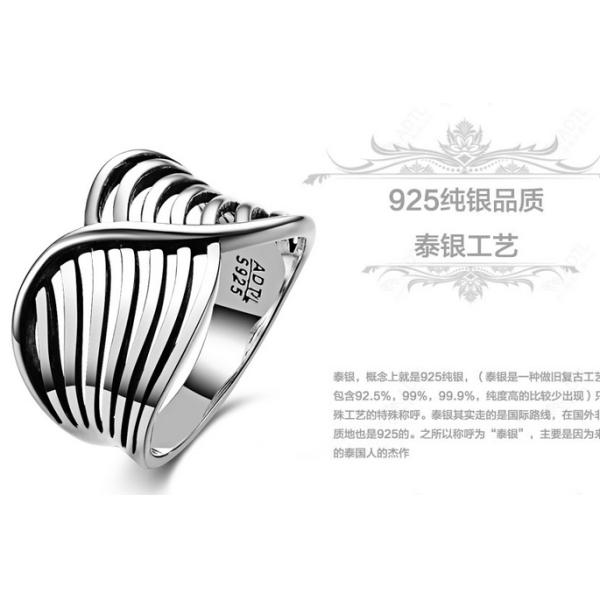 S925 silver jewelry European style exaggeration waves craft Thai Silver Ring