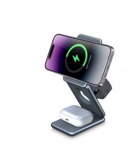 Cheap 15W Aluminum Alloy Phone Holder All In One Wireless Charger For Apple Samsung wholesale