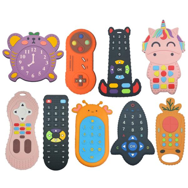 BPA Free Silicone Baby Teether TV Remote Control Shape Food Grade Soft Teething Toy