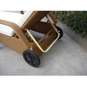 Comfortable All Weather Mobile Rattan Sun Lounger With Wheel