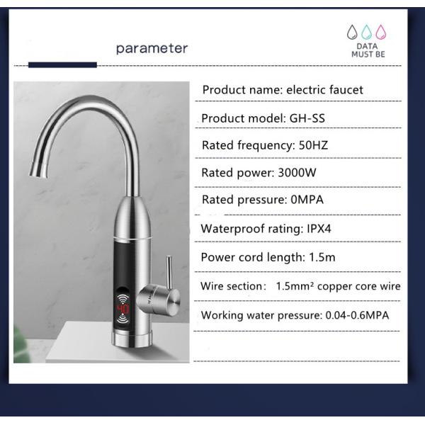 304 SS Element Instant Hot Water Faucet Electric Bathroom Tap 50HZ Ipx4