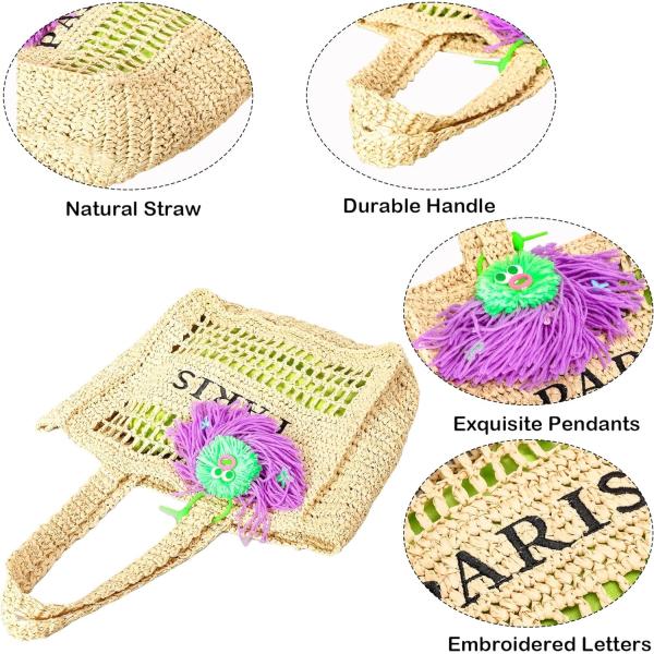 Herald Straw Mesh Beach Tote Bag for Women, Large Summer Lightweight Foldable Woven Shoulder Purse Bags for Travel