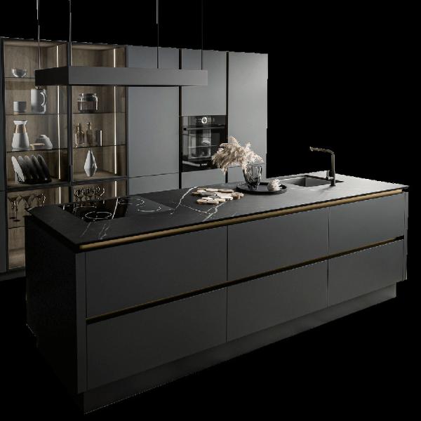 White Lacquer 90cm Modern Modular Kitchen Cabinets With Island Bench