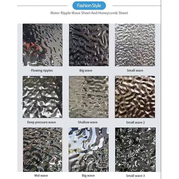 JIS PVD Silver Water Ripple Stainless Steel Sheet 1219 X 2438mm Width Plate Mirror 304