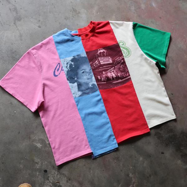 Clothing Manufacturers Custom Color Block Patchwork Oversized Cut and Sew Cropped T Shirt Men Boxy T Shirts Cotton T Shirt