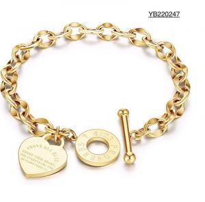 China 20cm Texture Stainless Steel Bangle Heart Buckle Thick Gold Chain Bracelet Womens on sale