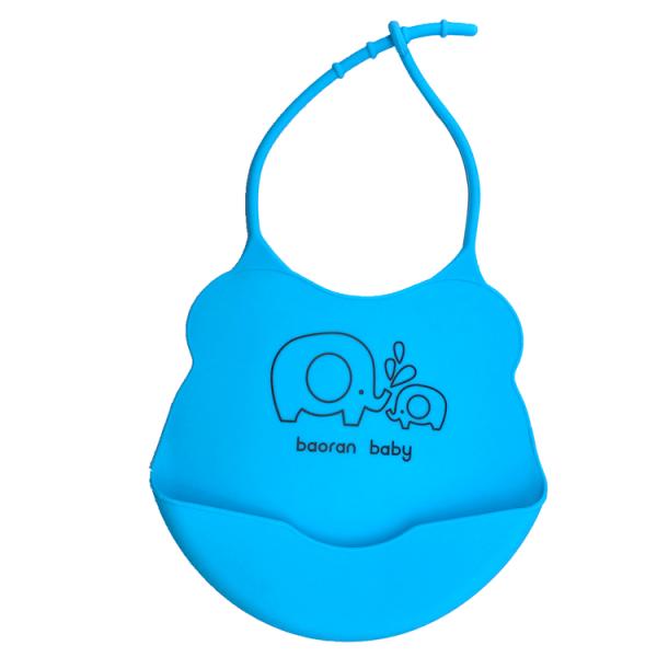 Custom Printing Best Fancy Fold-able Collapsible Comfort Waterproof Easily Wipes Clean Baby Silicone Bib with Pocket