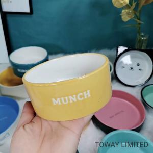 Cute Printing Dog Ceramic Feeder Pet Cat Feeding Bowls