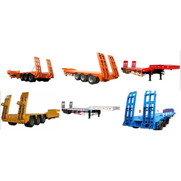 Low Bed Trailers Semi Truck Trailer 60 Ton Lowboy Trailer 3 Axles Excavator Carrier Truck