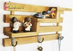 3 hooks Family Wall Hanger Cloth Hats Bag Key wood Hook wooden ladder shelf home