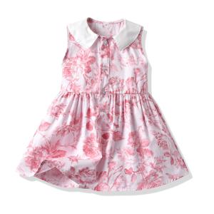 Cheap Summer Children'S Clothing Print Girls Dresses Sleeveless Cotton Princess Dress wholesale
