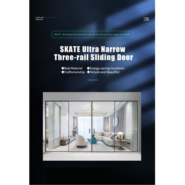 Waterproof SKATE large scale aluminium sliding door with wide frame and double glazed
