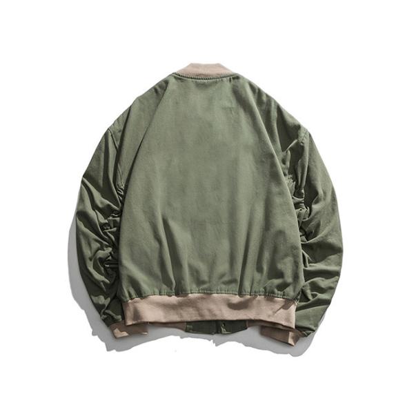 Autumn Winter Retro Stand Up Collar Jacket Loose Jet Printed Baseball Jacket