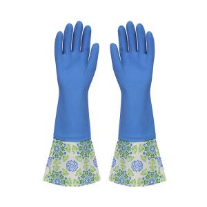 China Flocklined Extra Long Sleeve Rubber Gloves Natural Latex Durable Waterproof on sale