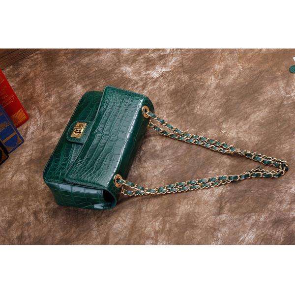 Luxury Genuine Crocodile Belly Skin Gold Hardware Lady Evening Flap Purse Alligator Leather Women Single Shoulder Bag