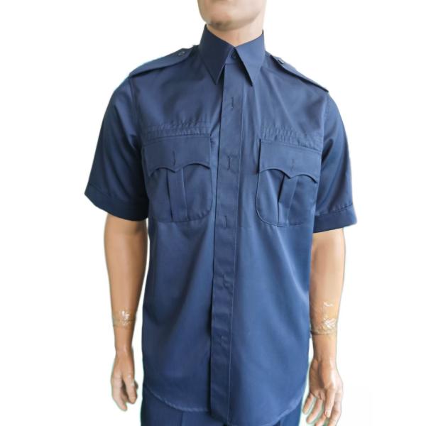Navy Blue Summer Military Uniform Set 45 Wool 55 Polyester Blend Short Sleeve Security Uniform