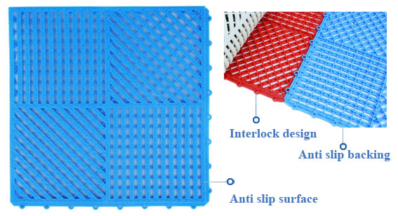 Bath Non Slip Safety Floor Mat Interlocking PVC Floor Mats 30CM