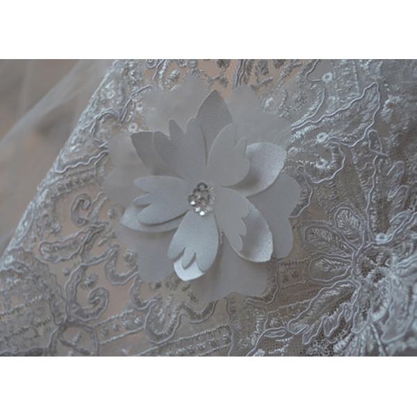 Ivory Embroidery Corded Sequin 3D Floral Lace Fabric For Bridal Wedding Dress