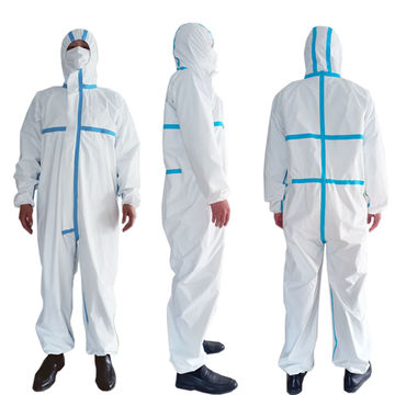 High Performance Premium Quality SMS Disposable Lab Coat With Knitted Cuffs and Collar Light Blue