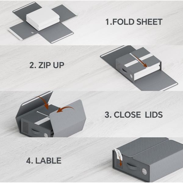 Sheet Organizers And Storage, 4-Pack, Queen/King Size (Grey), Bed Sheet Organizer, Fabric Storage Bins For Bed Sheets,