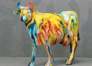 Cheap Metal Modern Animal Outdoor Fiberglass Sculpture Pop Art Fiberglass Cow Statue wholesale