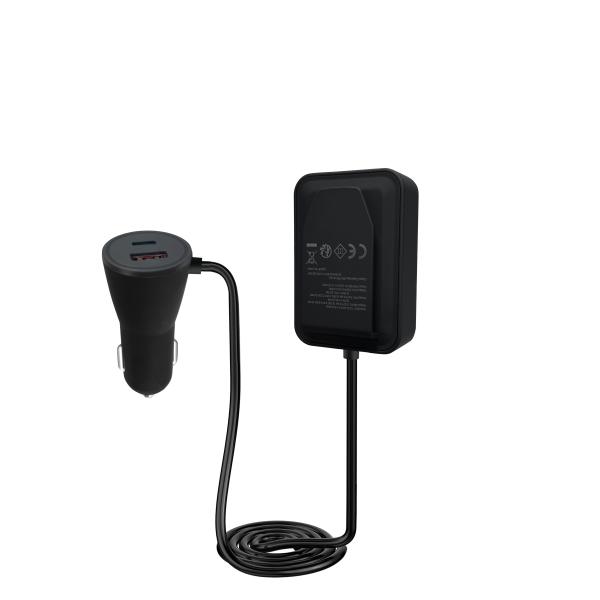 Multi Port ABS Fast Charging Car Charger With Extension Cord 120W Lighter Switch Plug