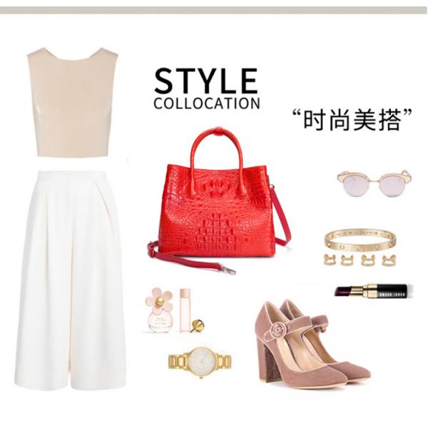 Genuine crocodile leather bag for women stylish high-capacity lady's handbag cross-body bag with one shoulder