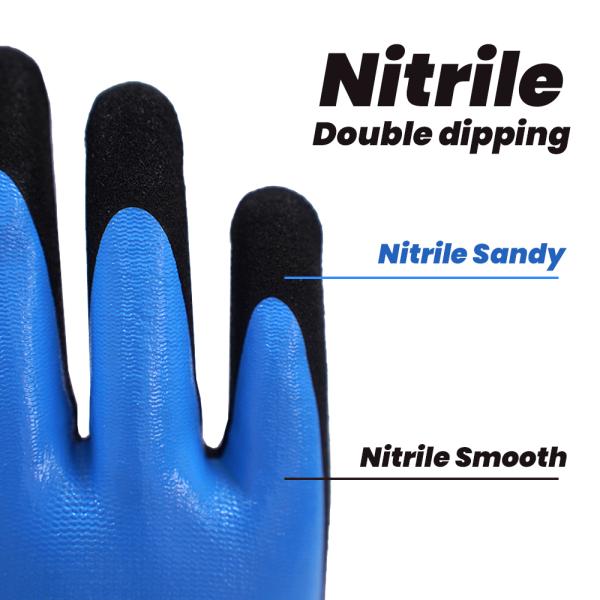 OEM ODM Smooth Nitrile Palm Gloves 13 Gauge Polyester Double Dipped Gloves For Enhanced Grip